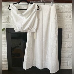 Commense Cotton & Linen Top and Skirt Set
